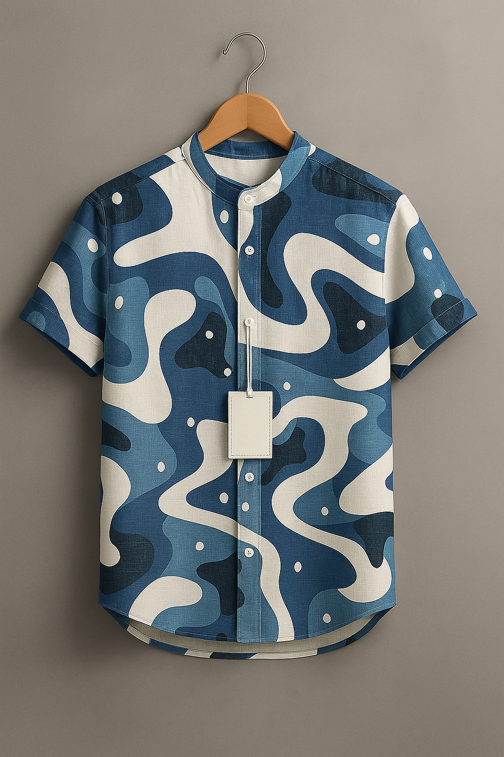 Modern Blue Graphic Pattern Short Sleeve Shirt