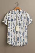 Men’s Coastal Fish Print Short Sleeve Casual Shirt
