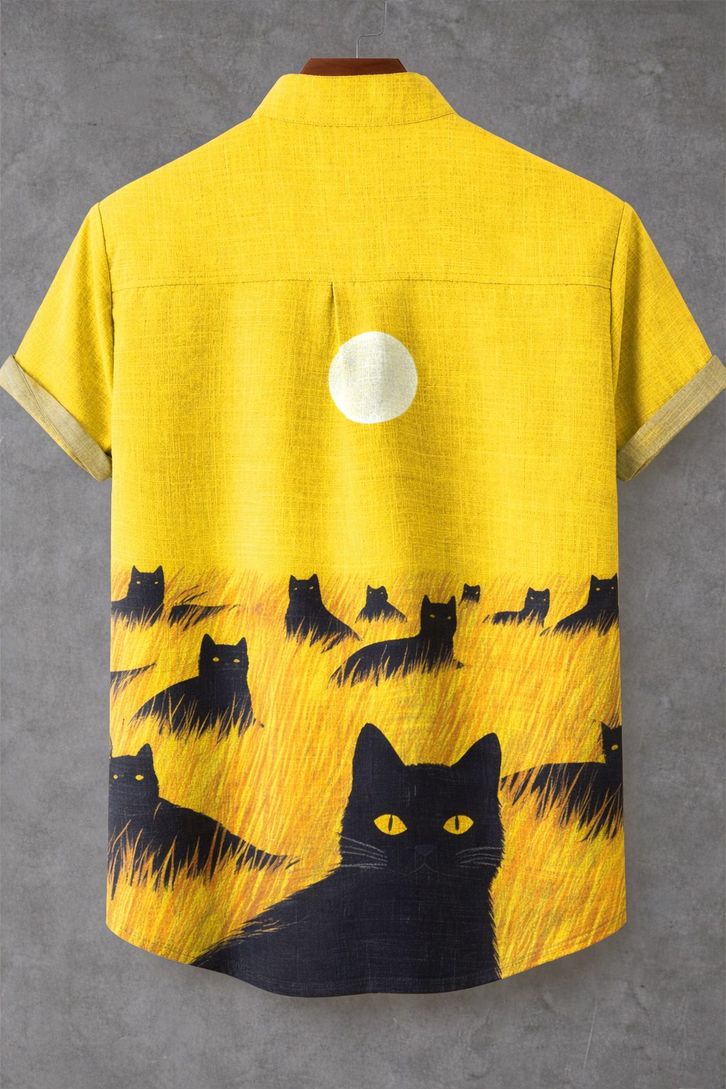 Moonlit Black Cat Illustration Shirt