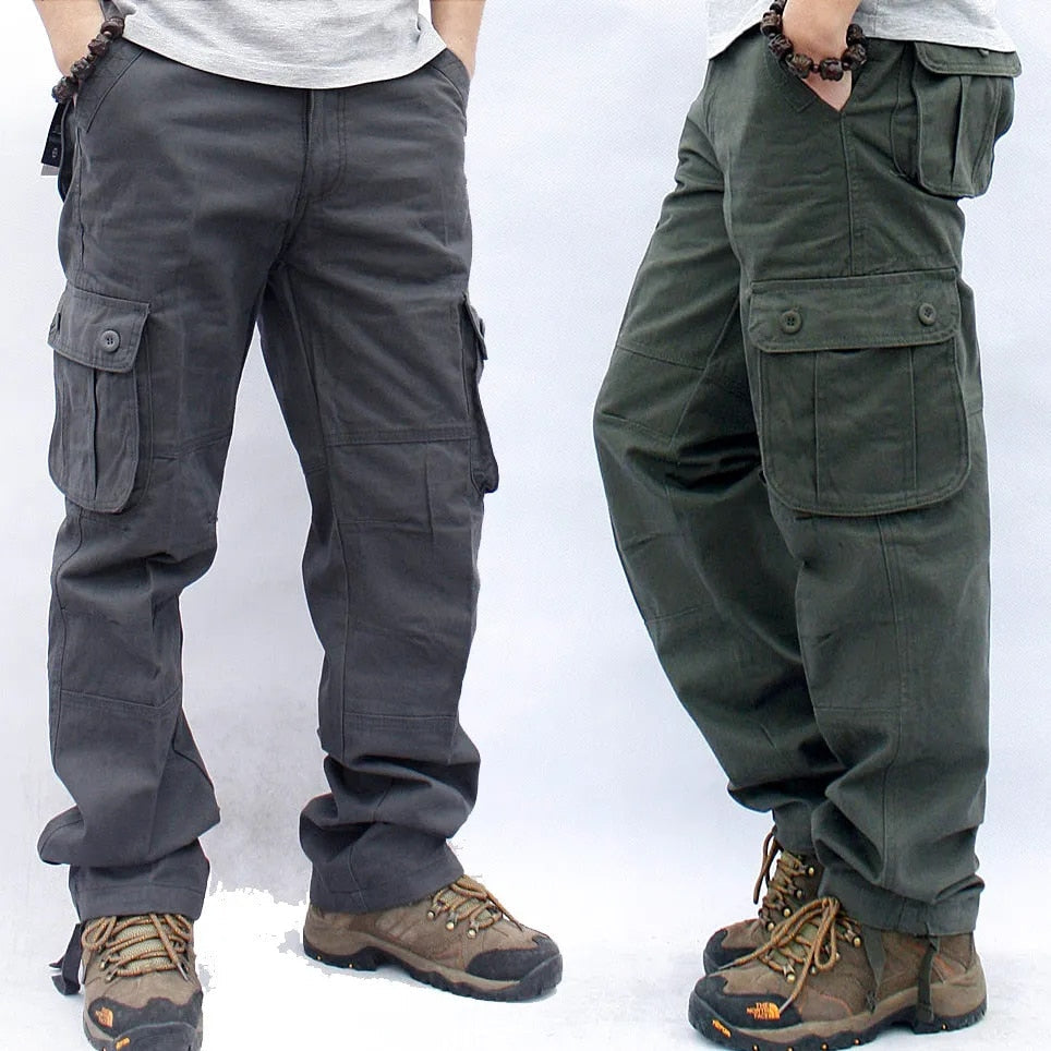 Multi-Pocket Baggy Casual Cotton Army Slacks Pants(PACK OF 2)