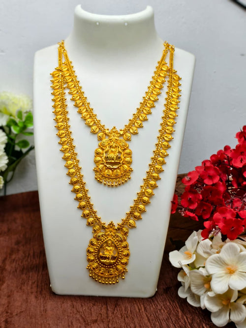 1 Gram Gold Plated Matte Finish Haram Necklace Combo for Women – Traditional Bridal Jewellery