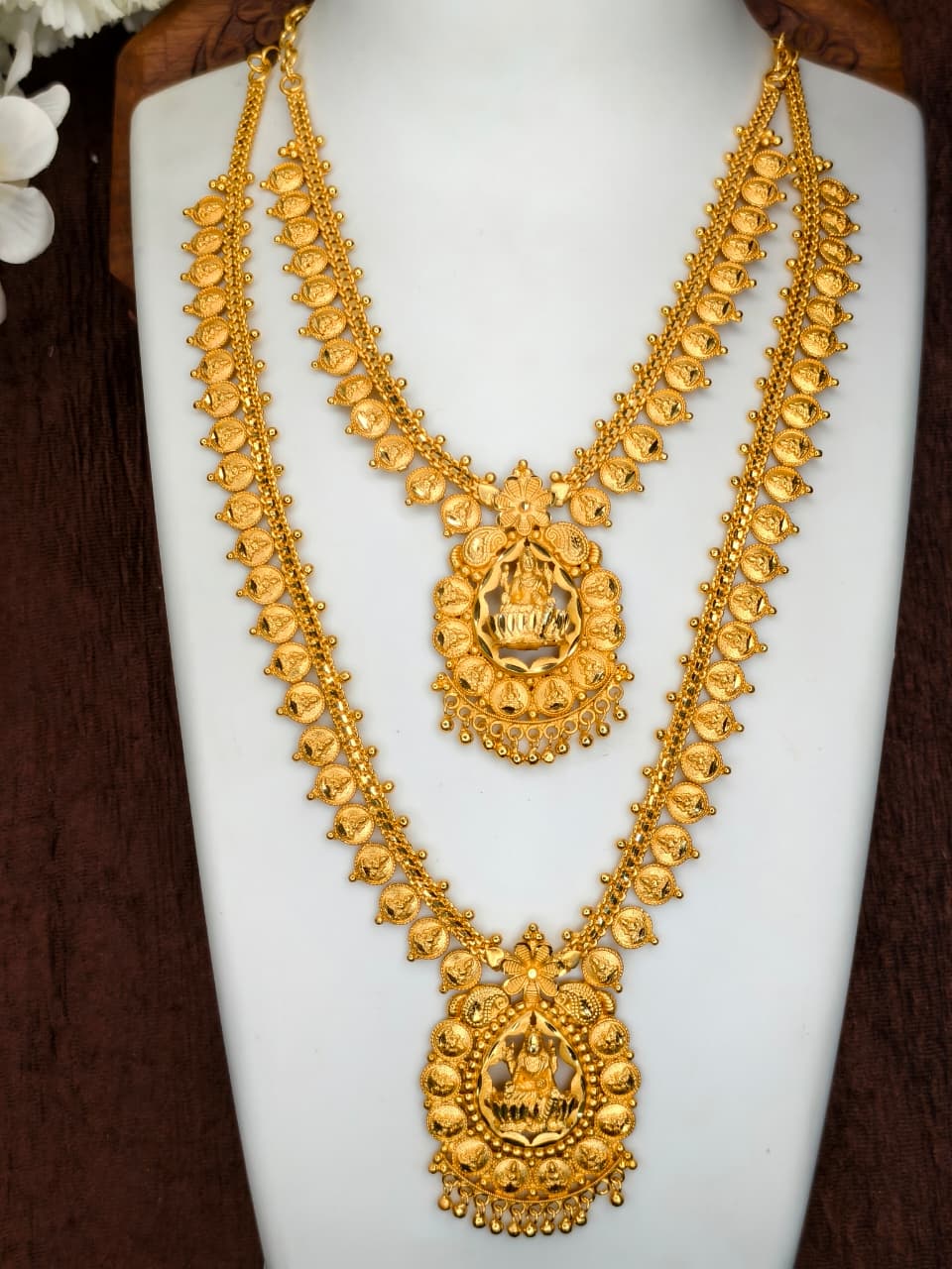 1 Gram Gold Plated Matte Finish Haram Necklace Combo for Women – Traditional Bridal Jewellery