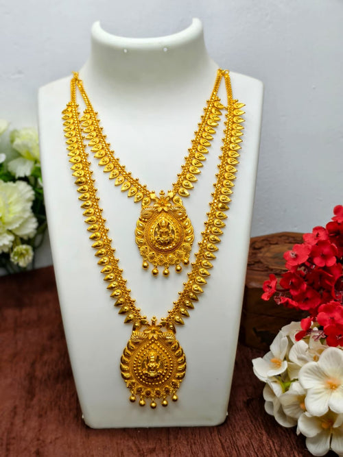 1 Gram Gold Plated Matte Finish Haram Necklace Combo for Women – Traditional Bridal Jewellery