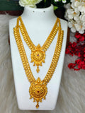 1 Gram Gold Plated Matte Finish Haram Necklace Combo for Women – Traditional Bridal Jewellery
