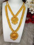 1 Gram Gold Plated Matte Finish Haram Necklace Combo for Women – Traditional Bridal Jewellery
