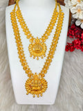 1 Gram Gold Plated Matte Finish Haram Necklace Combo for Women – Traditional Bridal Jewellery