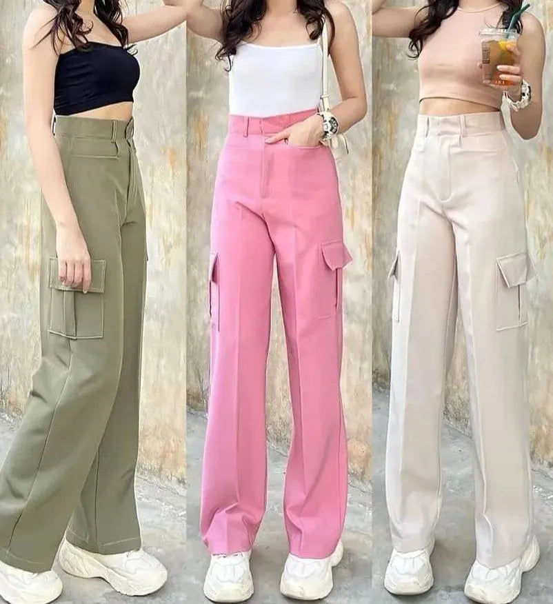 FESTIVE SALE LIVE !! 🔥🚀 (PACK - 3) Straight-leg pants with horizontal pockets made of ruby