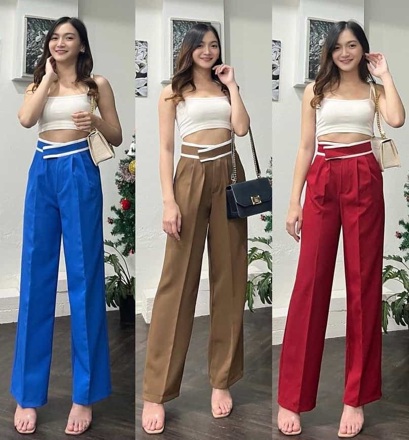 SALE LIVE !! 🔥🚀 (PACK - 3) Straight-leg pants with horizontal pockets made of ruby